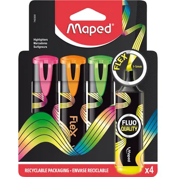 Zvýrazňovač Zvýrazňovač MAPED Fluo Peps flex, 4ks