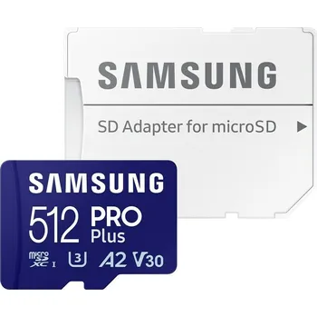 Paměťová karta Paměťová karta Samsung Micro SDXC PRO Plus 512GB UHS-I U3 (180R/130W + SD adapter