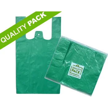 Jednorázové nádobí Taška HDPE 4kg 23+11x45cm 8mi zelená QUALITY PACK - 2000 ks