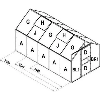 Skleník LANIT PLAST, s.r.o. náhradní prosklení pro skleník VITAVIA CALYPSO 7300 PC 4 mm LG3052