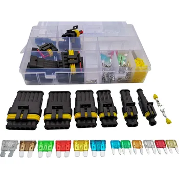 Auto elektroinstalace RACES 216ks kit vodotěsných konektorů (1-6PIN) s pojistkou