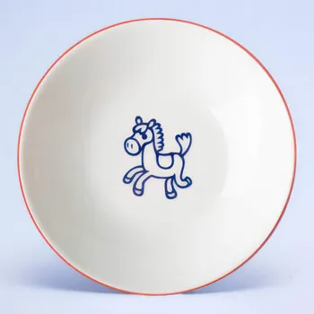 Suisse Langenthal | Miska - koník, červená linka, 16 cm, Dětský dekor Kamarádi