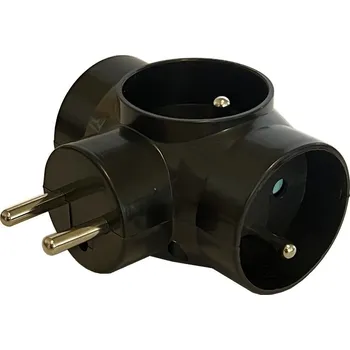 Elektrická zásuvka Konnoc DX-R3 kulatá rozbočka černá