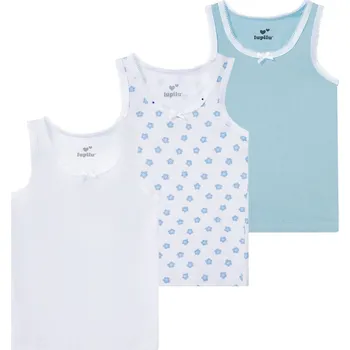 Dívčí oblečení lupilu® Dívčí košilka s BIO bavlnou, 3 kusy (86/92, bílá/modrá)