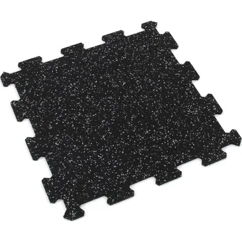 Venkovní dlažba Černo-šedá gumová modulová puzzle dlažba (střed) FLOMA FitFlo SF1050 - 100 x 100 x 1 cm