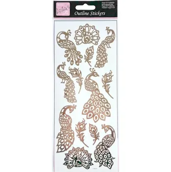 samolepka WEST DESIGN Samolepky kontury metalické bronzové Pávi
