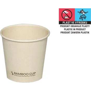 Jednorázové nádobí Kelímek papírový ECO BAMBOO 4oz 100/120ml 63mm - EU logo - 1000 ks