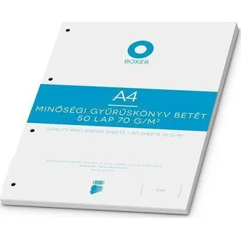 Náhradní listy do pořadače, bílá, A4, linkované, 50 listů, BOXER
