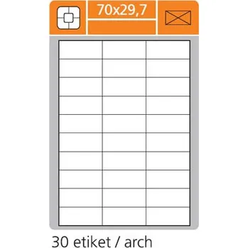Samolepící etiketa Print etikety A4 pro laserový a inkoustový tisk - 70 x 29,7 mm (30 etiket / arch), 100 listů