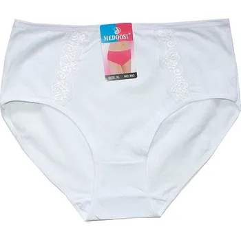Dámské kalhotky do pasu s krajkou bílé 893