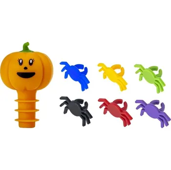 Sada zátka Dýně a 6 halloweenských rozlišovačů VIGAR (barva-Modrá, oranžová, černá, červená, zelená, fialová)