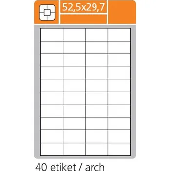 Samolepící etiketa Print etikety A4 PLUS pro laserový a inkoustový tisk - 52,5 x 29,7 mm (40 etiket / arch), 100 listů