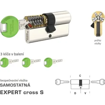 Vložka do dveří DK - EXPERT cross S D 40 + V 50 mm NP - Nikl perla