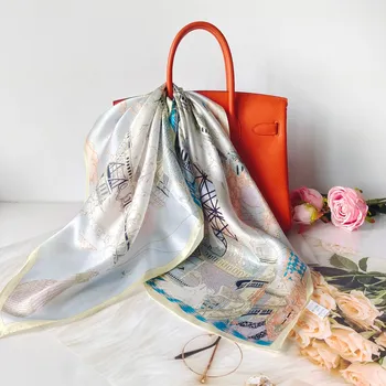 Šátek Hedvábný šátek světle modrý 68x68 cm v dárkovém balení, WHITE ORCHID