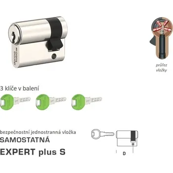 Vložka do dveří DK - EXPERT plus S jednostranná 35 mm NP - Nikl perla