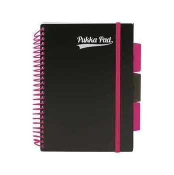 Blok Blok "Neon černý notepad", A5, mix barev, linkovaný, 100 listů, spirálová vazba, PUKKA PAD