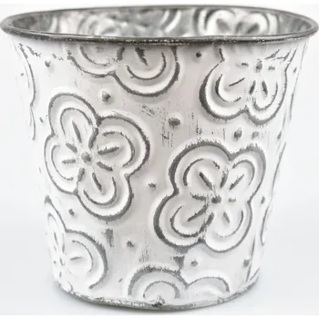 Květináč Plechový květináč Ornament 19x21x16 šedý (135678 015 CAM-104-01420-22 obal šedý plech)
