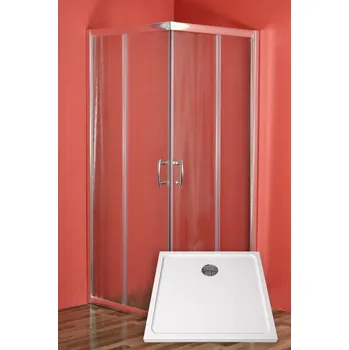 ARTTEC Sprchový kout čtvercový SMARAGD 80 x 80 x 198 cm chinchilla sklo s vaničkou z litého mramoru POLARIS PAN04511