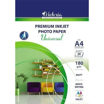 Fotopapír Fotografický papír "Universal", do inkoustové tiskárny, matný, A4, 180g, VICTORIA
