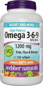 Přírodní produkt Webber Naturals Omega 3-6-9 High Potency 1200 mg 150 cps.