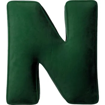Polštář Yellow Tipi Tmavě zelený sametový polštář písmeno N 40 cm
