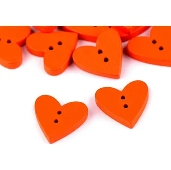 Knoflík Pro Háčkování Knoflík srdíčko, dřevěný 20 x 15 mm oranžový
