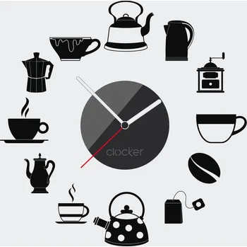 Samolepící dekorace Clocker Nalepovací hodiny Coffee and tea Barva ciferníku: Černá