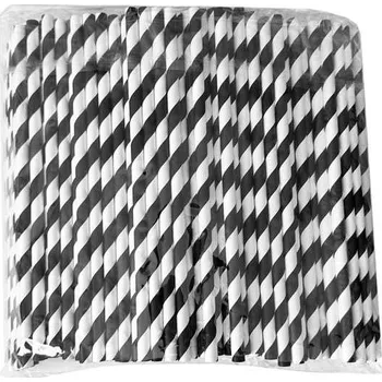 brčka papírová 220x8mm - pruhovaná, černo-bílá Ulith (250 ks/balení)