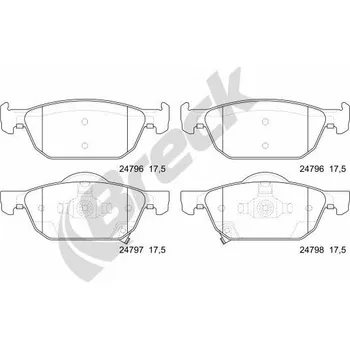Brzdová destička Sada brzdových destiček, kotoučová brzda BRECK 24796 00 701 00