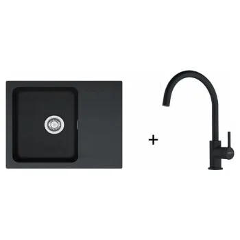 Granitový dřez Franke SET T119 - Orion OID 611-78 Tectonite Černá + FC 6018 LINA Bez sprchy Matná černá + ZÁRUKA 5 LET ZDARMA