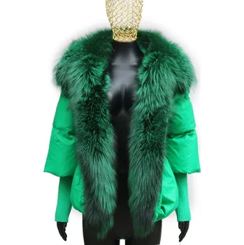 Dámská parka Dámska zimná bunda prešívaná s pravým kožúškom z líšky Velikost: XL, Barva (Varianta): 26