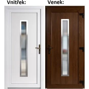 Vchodové dveře Plastové vchodové dveře Soft Hana Inox, Zlatý dub/bílá, 98x198 cm, pravé, otevírání VEN