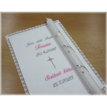 rouška Křestní sada 2D rouška, svíce - vzor 37 křížek