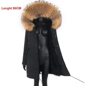 Dámská parka Dlouhá parka, podšívka králík + liška s kožešinou z mývala Velikost: M, Barva (Varianta): dlouhá B 23