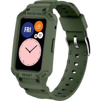 Ostatní příslušenství k chytrým hodinkám VSECHNONAMOBIL 45665 GLACIER Ochranné pouzdro s řemínkem Huawei Watch Fit / Honor Watch ES zelené
