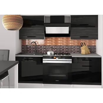 Kuchyňská linka Kuchyňská linka Belini 120 cm černý lesk / královský eben s pracovní deskou Eleganta2 INF ELEGANTA2/2/WT/BHKB/0/B1