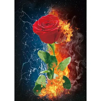 Diamantové malování Diamantové malování - Červená růže v plamenech č. 976