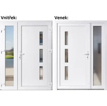 Vchodové dveře Dvoukřídlé vchodové dveře plastové Soft Julie+Sklo Nisip, Bílá/bílá, 150x200 cm, pravé