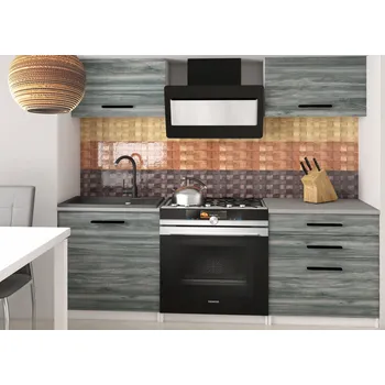 Kuchyňská linka Belini Glamour Wood 120 cm šedý antracit