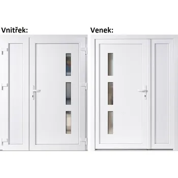 Vchodové dveře Dvoukřídlé vchodové dveře plastové Soft Julie+Panel Plný, Bílá/bílá, 130x200 cm, pravé