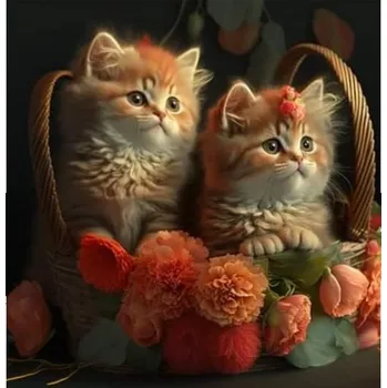 Diamantové malování Diamantové malování - Koťátka v košíčcích č. 1049