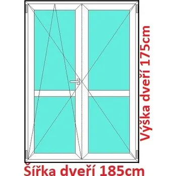 Okno Soft Dvoukřídlé balkonové dveře s příčkou 185x175 cm, otevíravé a sklopné