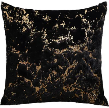 Povlak na polštářek Moderní plyšový dekorační povlak na polštářek se zlatým potiskem (43x43 cm) Barva: Černá