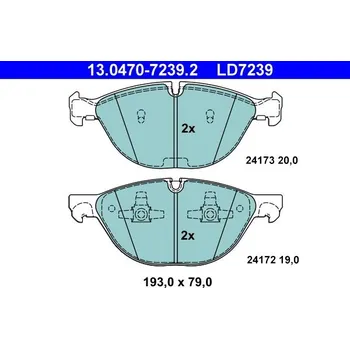 Brzdová destička Sada brzdových destiček, kotoučová brzda ATE 13.0470-7239.2