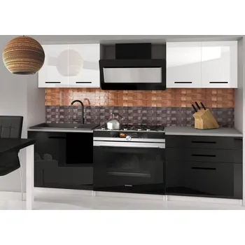 Kuchyňská linka Kuchyňská linka Belini 120 cm bílý lesk / černý lesk s pracovní deskou Tiesto2 INF TIESTO2/2/WT/WB/0/B1