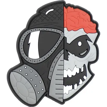 Nášivka 101 INC PVC 3D nášivka "Skull with brains and gasmask"