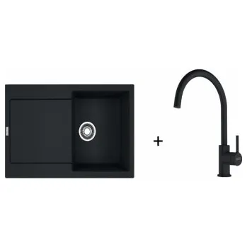 Granitový dřez Franke SET G276 - MRG 611 Matná černá + FC 6018 LINA Bez sprchy Matná černá + ZÁRUKA 5 LET ZDARMA