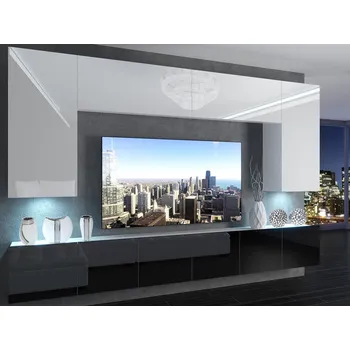 Obývací stěna Obývací stěna 300 cm Belini bílý lesk / černý lesk Imperium 2 IMP 2/5/W/WB/0/0