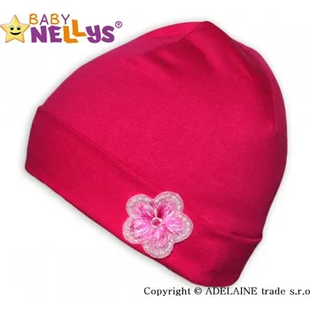 Kojenecká čepice Bavlněná čepička Baby Nellys ® - Růžová s kytičkou, Velikost koj. oblečení 92 (18-24m)