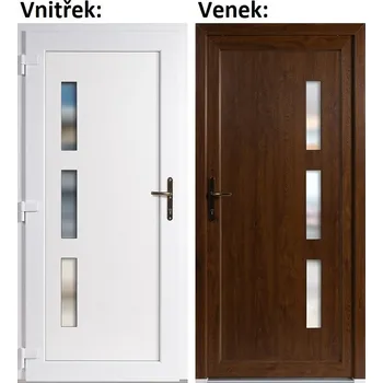 Vchodové dveře Plastové vchodové dveře Soft Julie zlatý dub/bílá 100x210 cm, levé